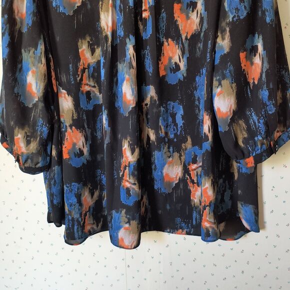 NYDJ Blouse Womens Size 2X Multicolor Artsy Abstract Career Office Geometric - Picture 12 of 16